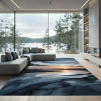 Dreamy Sunset River Watercolor Strokes Rug