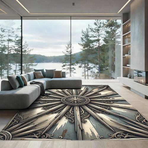 Antique Sunburst Ornamental Symmetry Rug