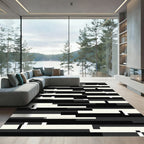 Minimalist Monochrome Abstract Geometric Stripe Rug