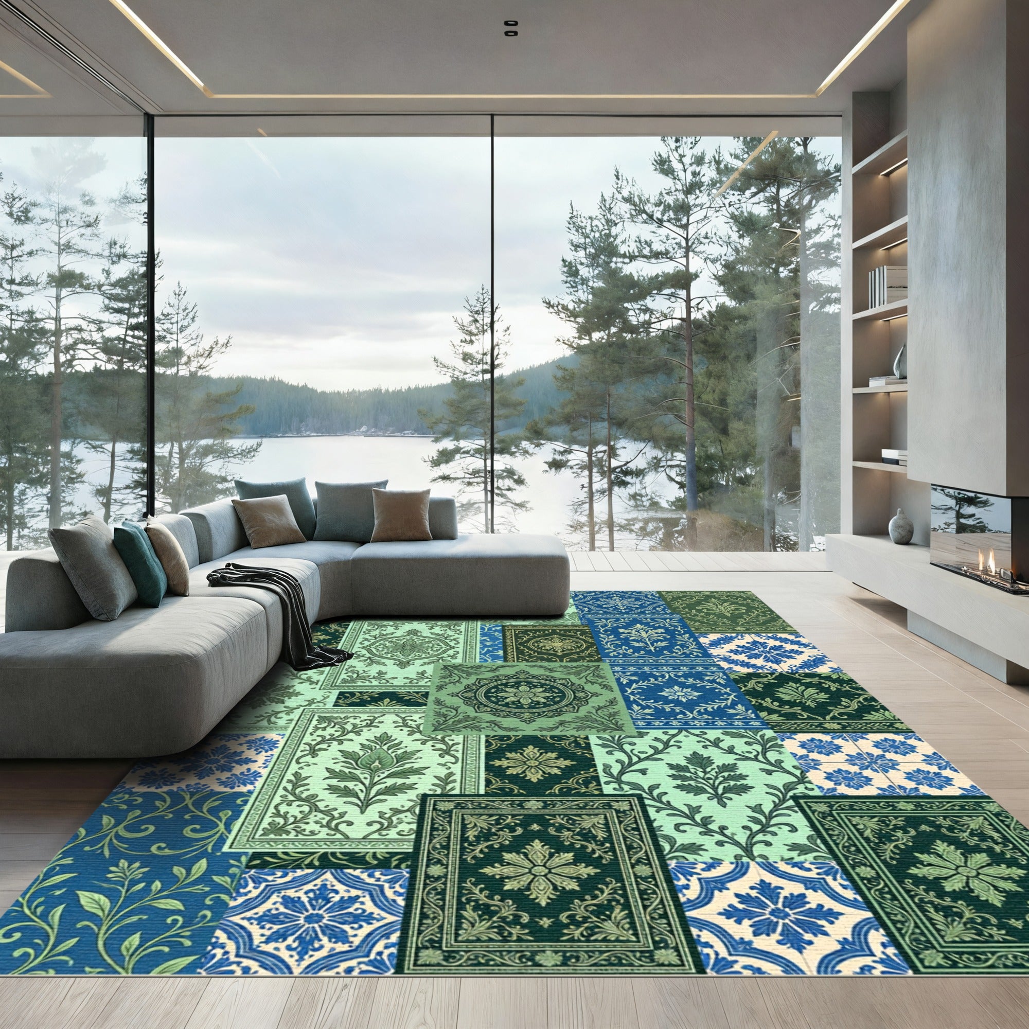 Vintage Patchwork Floral Medallion Collection Rug