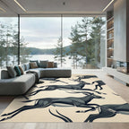 Running Slate Gray Gazelle Herd Rug