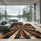 Earthy Terracotta Geometric Sunburst Arrow Rug