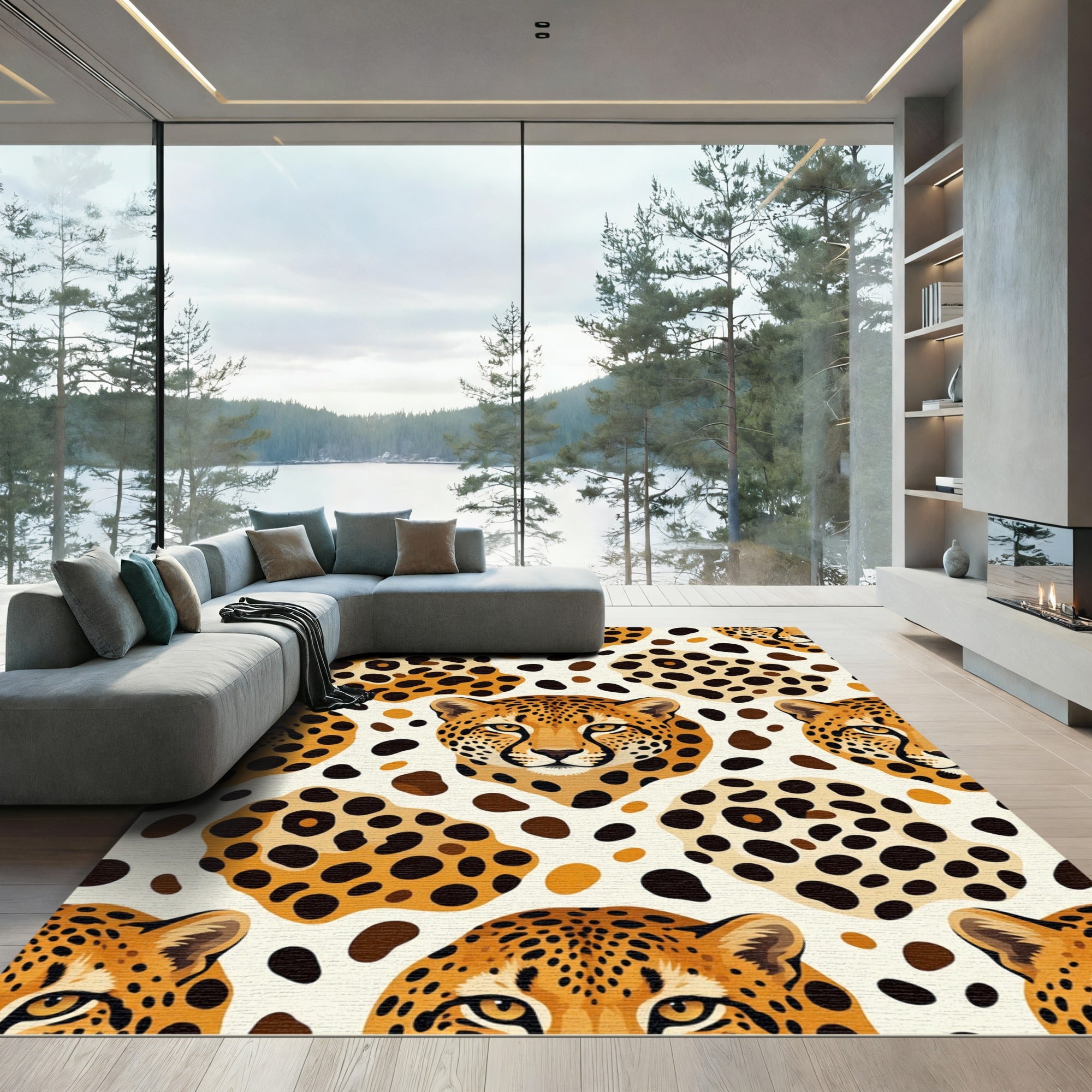 Leopard Spots With Cheetah Faces Rug