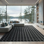 Charcoal Modern Monochromatic Grid Rug