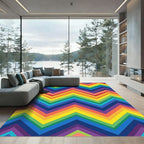 Vibrant Rainbow Zigzag Chevron Striped Rug
