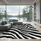 Bold Zebra Monochrome Abstract Flowing Lines Rug