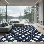 Deep Blue Intersecting Nautical Rope Lattice Rug