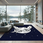 White Bird Moon Night Sky Rug