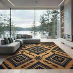Gold Aztec Geometric Diamond Accent Rug
