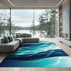 Deep Blue Aqua Wave Layers Rug