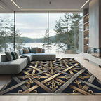 Antique Wood Grid Fleur-de-lis Lattice Rug