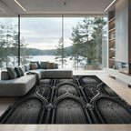 Gothic Arch Charcoal Silver Cathedral Rug