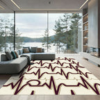 Modern Heartbeat EKG Cream Maroon Rug