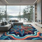 Celestial Star Tropical Wave Art Rug