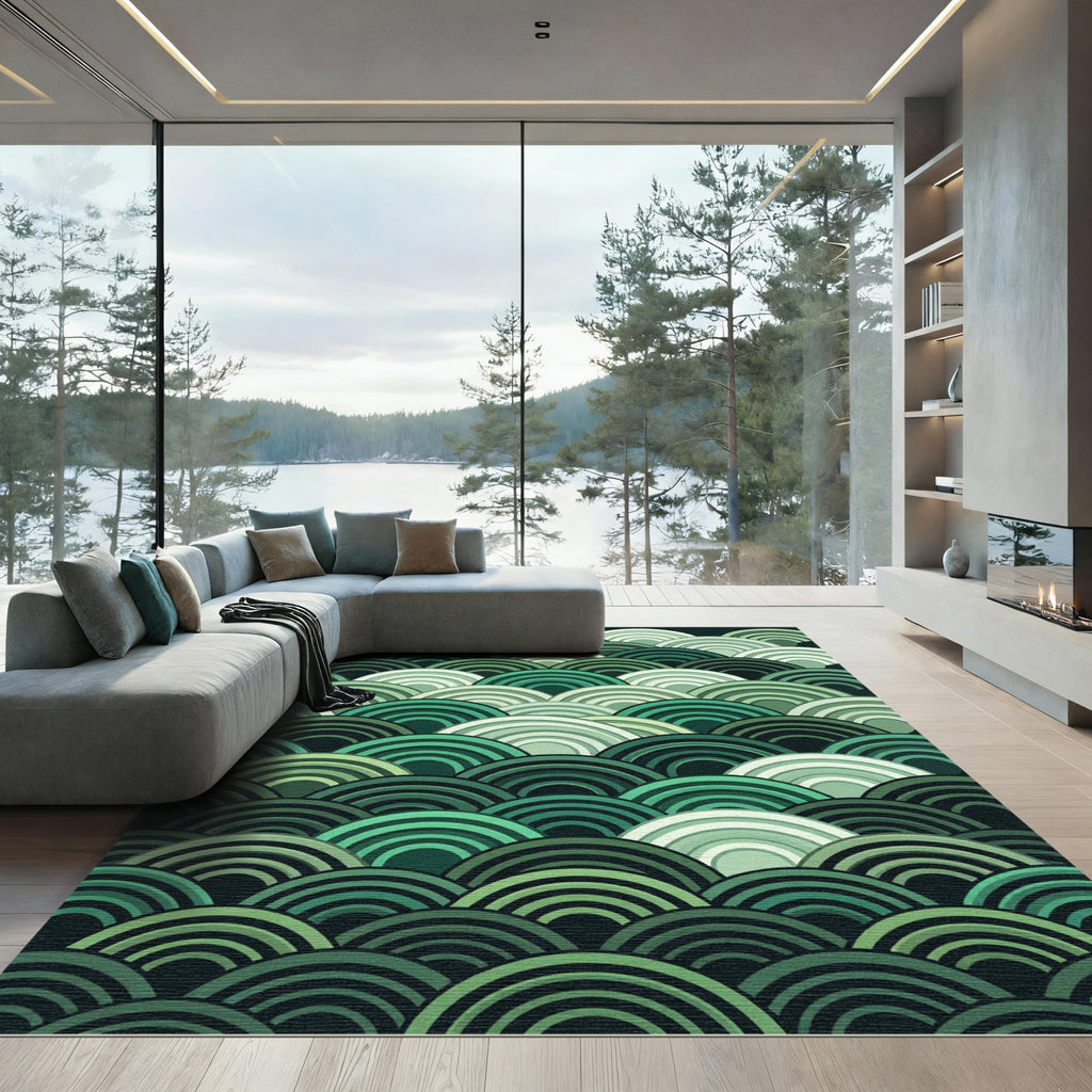 Emerald Green Concentric Scale Rug