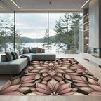 Blush Pink Floral Art Nouveau Mandala Rug