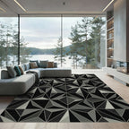 Modern Gray Geometric Starburst Rug