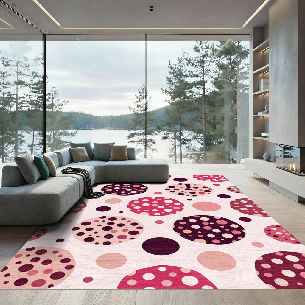 Berry And Pink Polka Dot Circles Rug