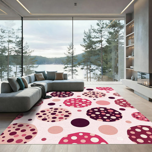 Berry And Pink Polka Dot Circles Rug