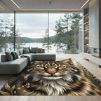 Intense Bobcat Face Wild Animal Rug