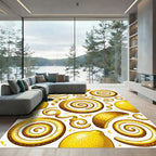Vibrant Golden Citrus Swirl Fruit Rug