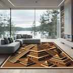 Isometric Aztec Pyramid Earth Tone Art Rug