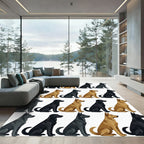 Repeating Golden and Black Sitting Dog Rug