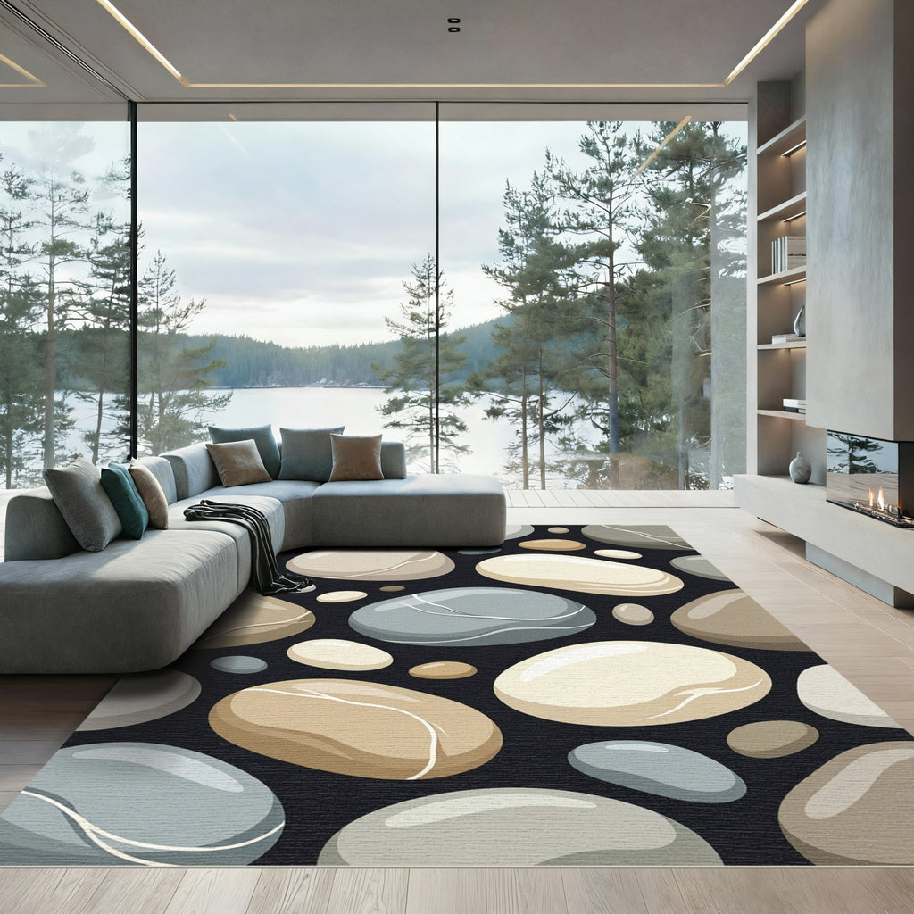 Smooth River Stones Gradient Background Rug