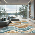 Earthy Tones Abstract Wave Flow Rug