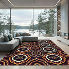 Earthy Geometric Hexagon Arrow Tile Rug
