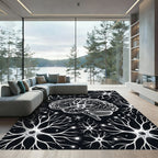 Glow Brain Neurons Black Composition Rug