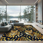 Golden Jaguar Medallion Animal Print Rug