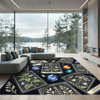 Mystical Dark Botanical Crystal Tarot Rug