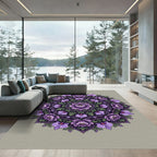Ornate Purple Peony Orchid Mandala Rug