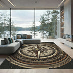 Vintage Nautical Compass Medallion Area Rug