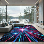 Vibrant Neon Starburst Cosmic Ray Rug