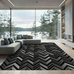 Modern Charcoal Geometric Chevron Rug