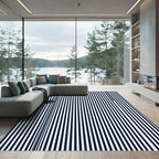 Navy White Vertical Stripe Composition Rug