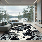 Monochromatic Feline Cloud Composition Rug