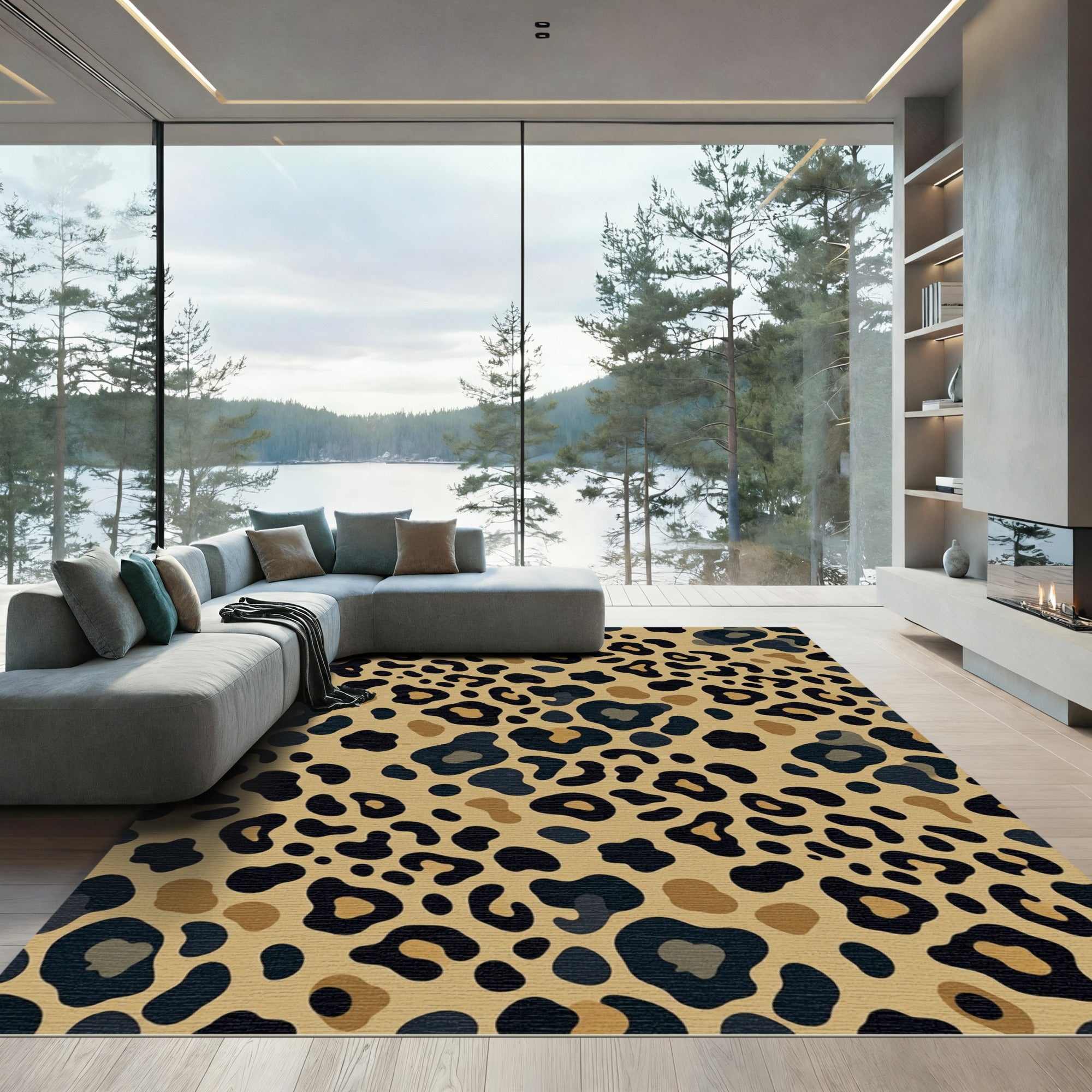 Classic Golden Brown Animal Spot Rug