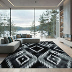 Monochromatic Diamond Tribal Jagged Rug