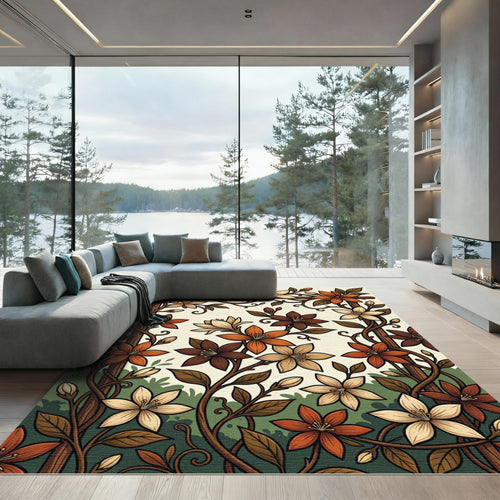 Autumnal Floral Vine Garland Rug