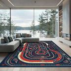 Retro Race Track Geometric Circuit Art Rug