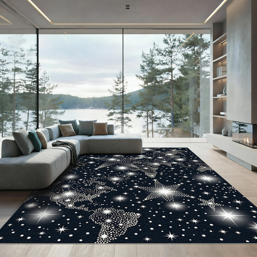 Cosmic Starry World Map Rug