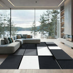 Monochromatic Geometric Squares Shadow Play Rug