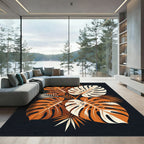 Minimalist Tropical Monstera Leaf Earthy Composition Rug
