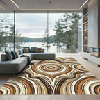 Earthy Concentric Swirls Pattern Rug