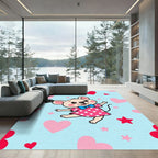 Cute Pink Polka Dot Mouse Hearts Rug