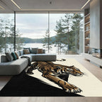 Brown Tiger Stalking Dark Shadow Rug