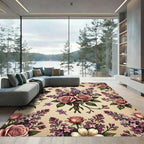Vintage Pink Rose and Lilac Bouquet Rug